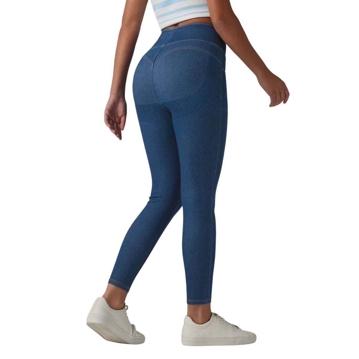 High Waisted Butt Lifting Denim Casual Leggings with Pockets