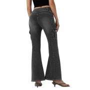 Mid Rise Cross Waistband Bootcut Jeans