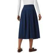 High Waist Tummy Control Pleated Denim Midi Skirt