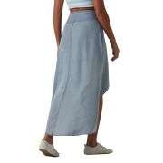 High Waist Asymmetric Hem Denim Midi Skirt