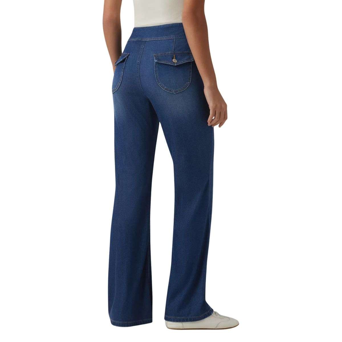 Low Rise Double Button Flare Jeans