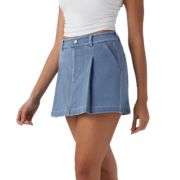 High Waist A-Line Denim Skort with Pockets