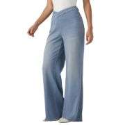 Crossover Waist Relaxed Wide Leg Jeans