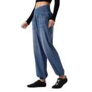 Crossover Waist Tummy Control Denim Jogger Pants