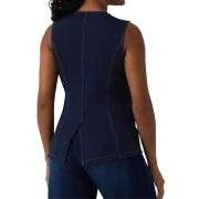 Round Neck Fitted Button Front Denim Tank Top