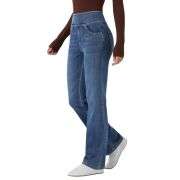 Vintage Washed High Waist Straight Leg Jeans