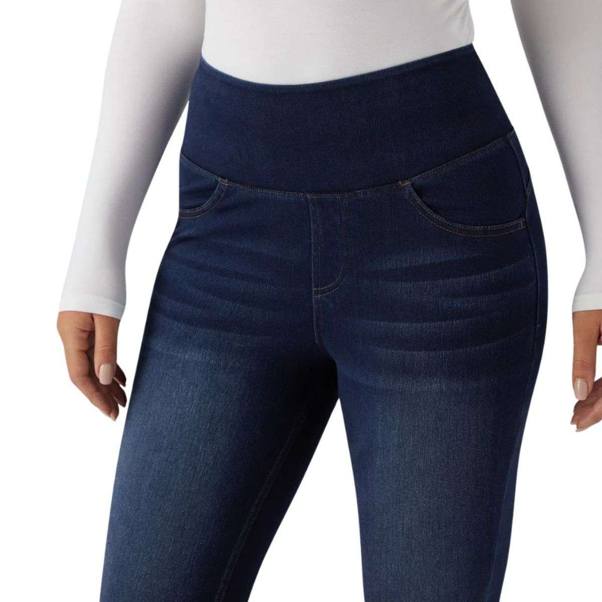 High Waisted Butt Lifting Denim Casual Leggings with Pockets