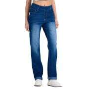 High Waisted Tummy Control Rolled Hem Straight Leg Washed Casual Jeans
