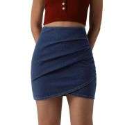 High Waist Ruched Wrap Denim Short Skirt