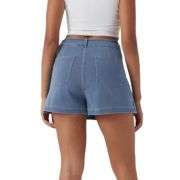 High Waist A-Line Denim Skort with Pockets
