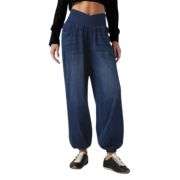Crossover Waist Tummy Control Denim Jogger Pants