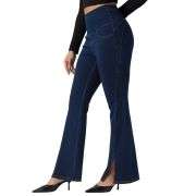 High Rise Cutout Back Split Flare Jeans