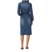Long Sleeve Denim Midi Shirt Dress