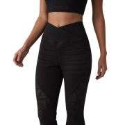 High Waisted Crossover Contrast Lace Flare Jeans