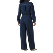 Long Sleeve Drawstring Wide Leg Denim Jumpsuit