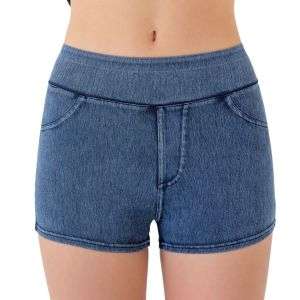 High-Rise Close-Fit Denim Shorts with Pockets