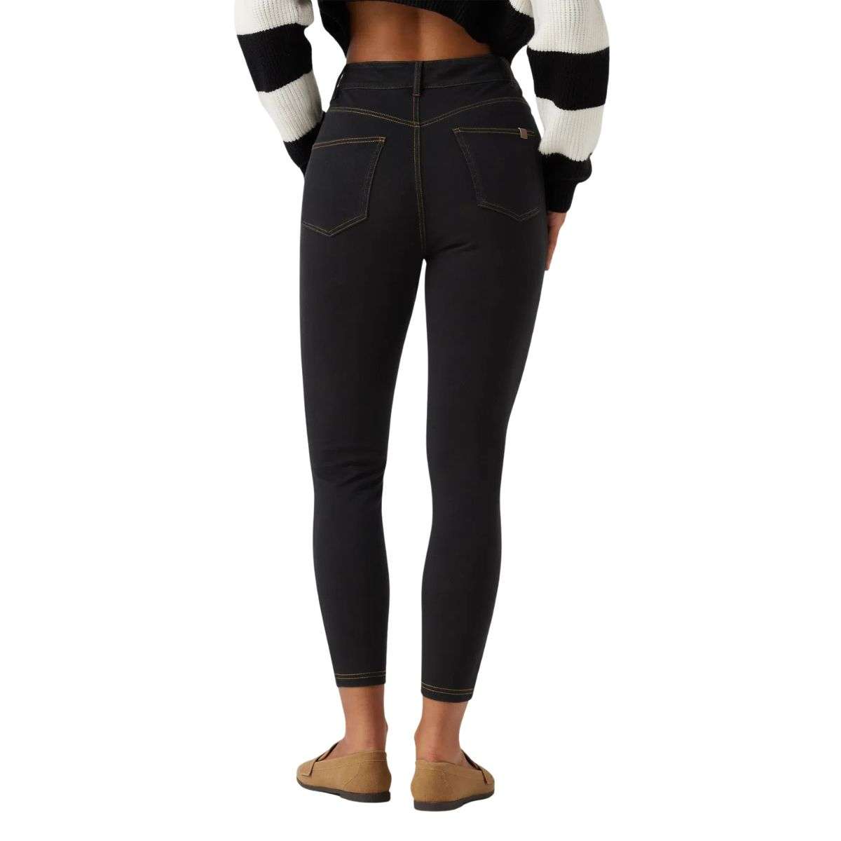High Waisted Stretch Denim Leggings with Pockets