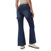 Mid Rise Cross Waistband Bootcut Jeans