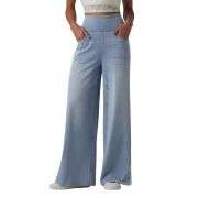 High Rise Stretch Wide Leg Pull-On Jeans with Pockets