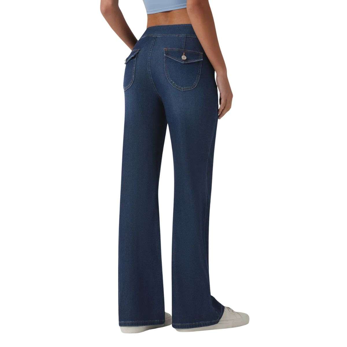 Low Rise Double Button Flare Jeans