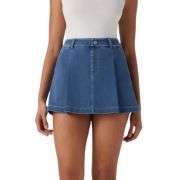 High Waist A-Line Denim Skort with Pockets