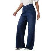 Crossover Waist Relaxed Wide Leg Jeans