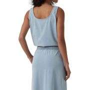 U-Neck Cropped Denim Tank Top with Decorative Buttons