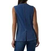 Round Neck Fitted Button Front Denim Tank Top