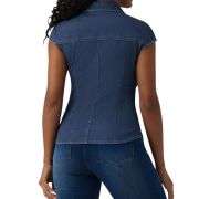 V-Neck Sleeveless Ruched Waist Denim Shirt