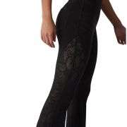 High Waisted Crossover Contrast Lace Flare Jeans