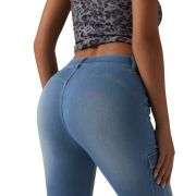 Mid Rise Skinny Cargo Jeans