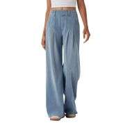 Mid Rise Wide Leg Casual Jeans