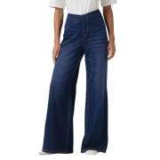 Crossover Waist Relaxed Wide Leg Jeans
