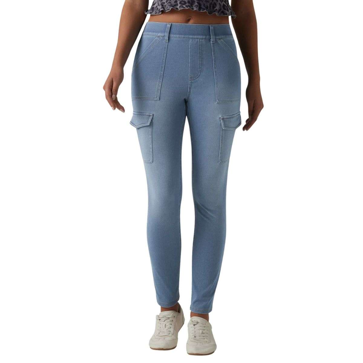 Mid Rise Skinny Cargo Jeans