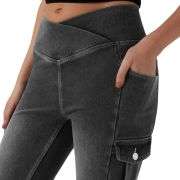 Mid Rise Cross Waistband Bootcut Jeans