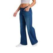 Women High Waist Wide Leg Whisker Spray Wash High Stretch Denim Pants