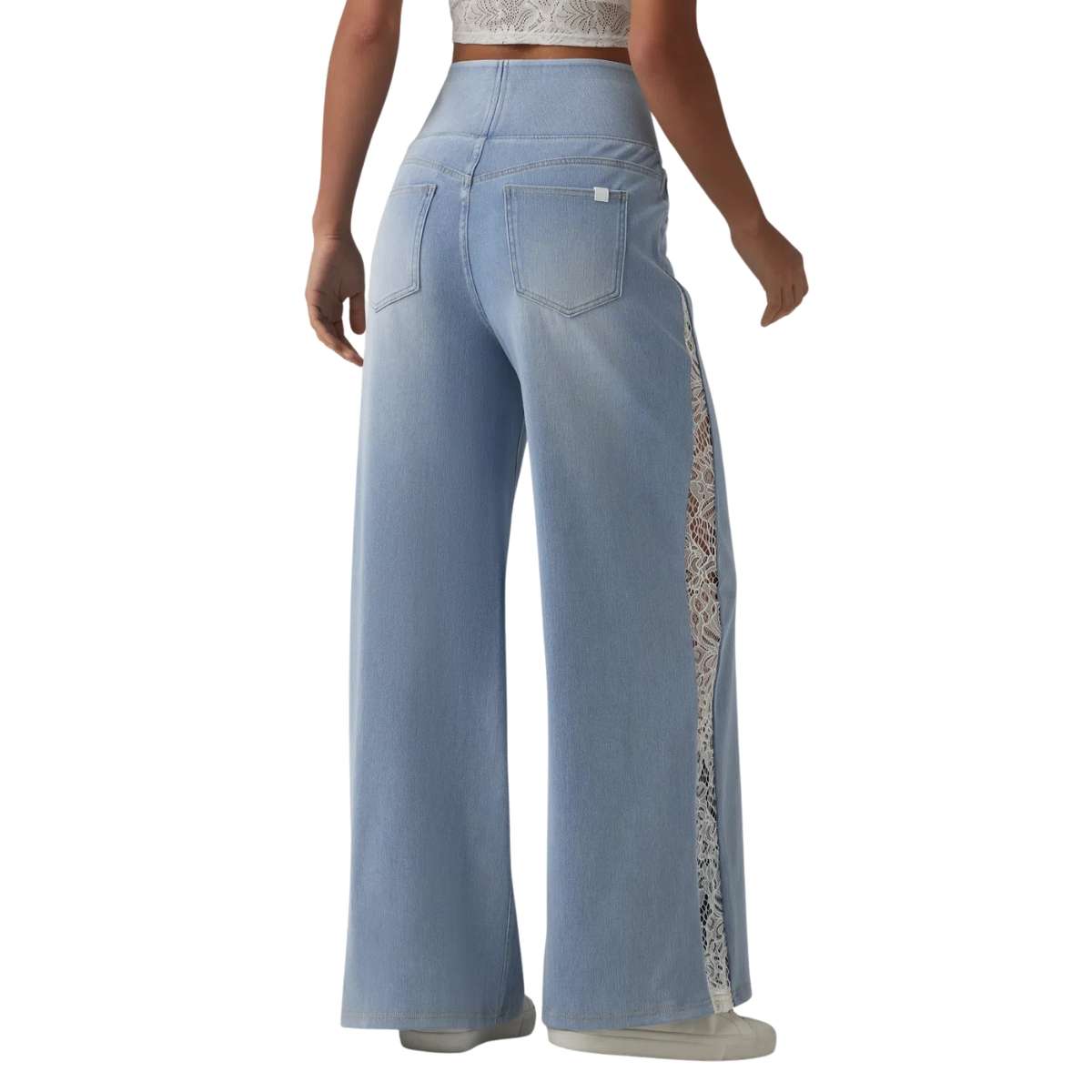 High Rise Stretch Wide Leg Pull-On Jeans with Pockets