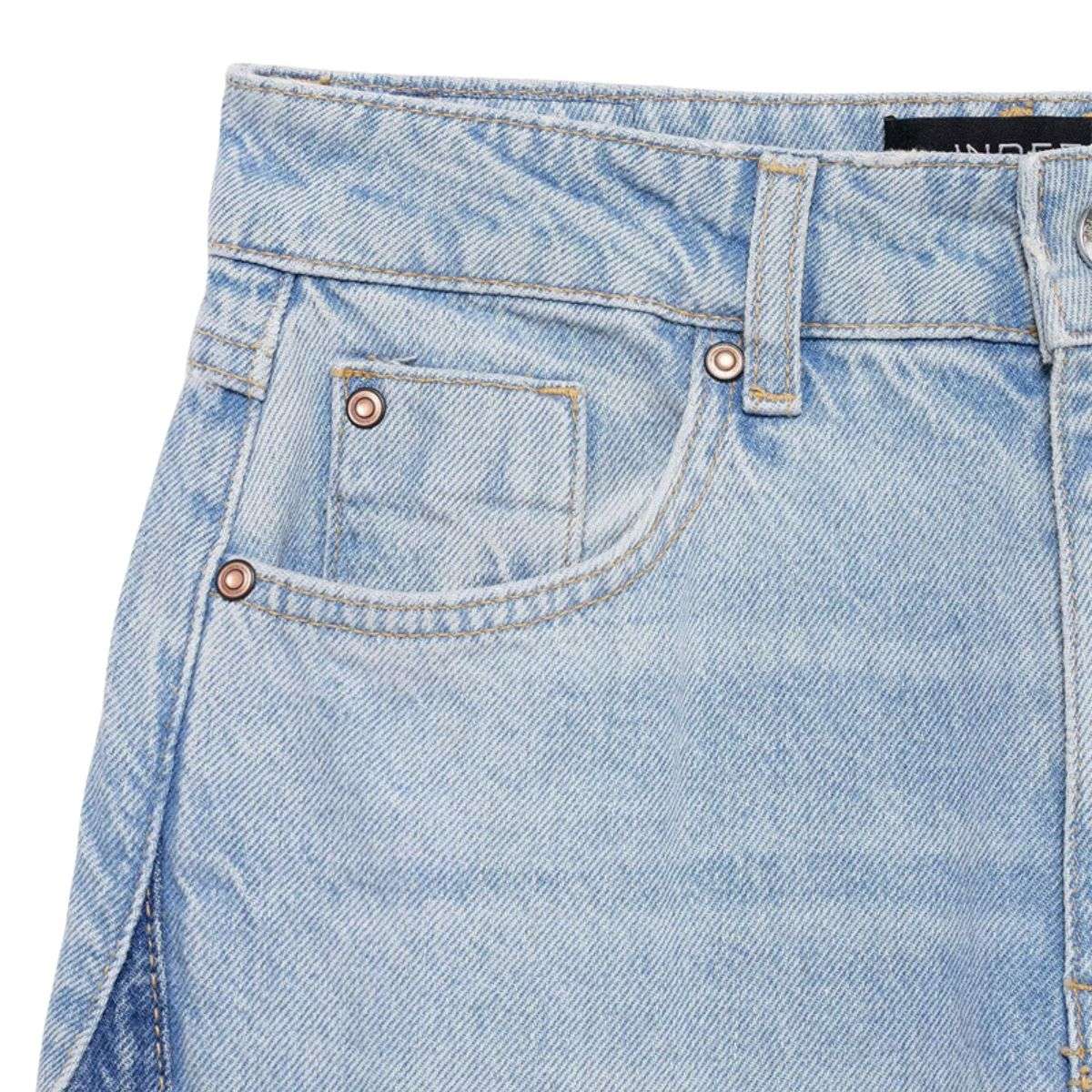 High Waist Contrast Panel Frayed Wide Leg Jeans