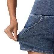 High Waist Tummy Control Side Stripe Stretch Denim Shorts