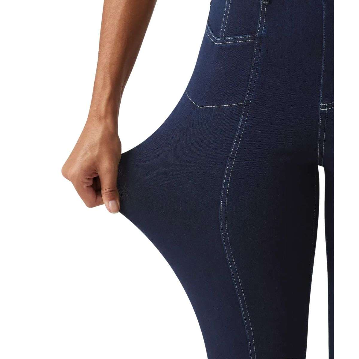 High Waisted Stretch Denim Leggings with Pockets