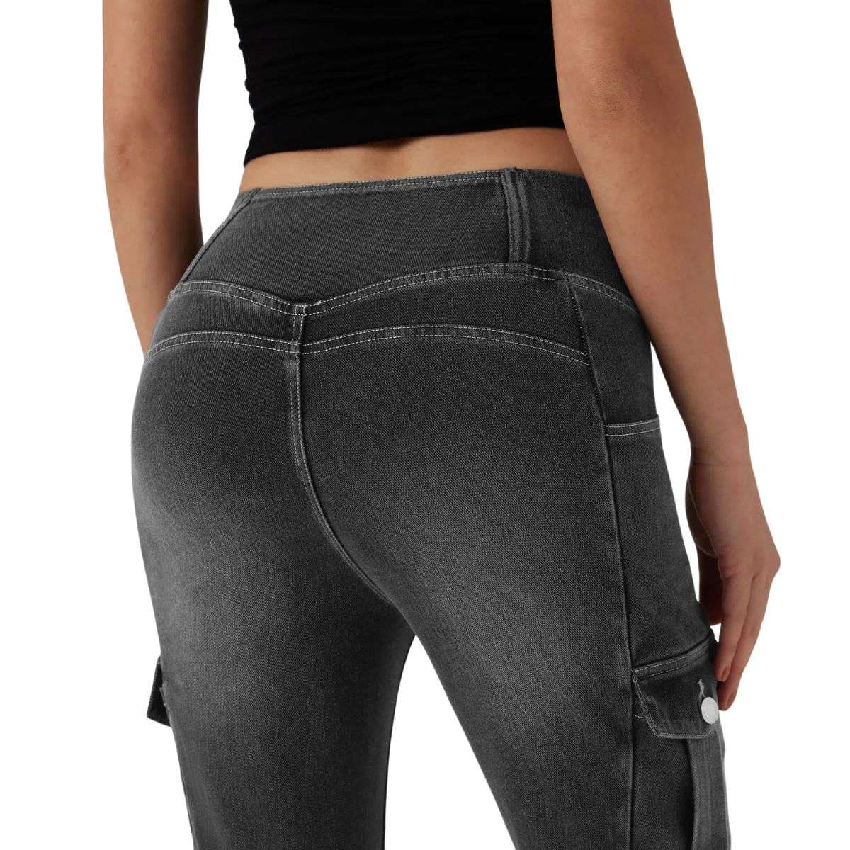 Mid Rise Cross Waistband Bootcut Jeans