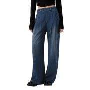 Mid Rise Wide Leg Casual Jeans