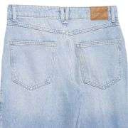 High Waist Contrast Panel Frayed Wide Leg Jeans