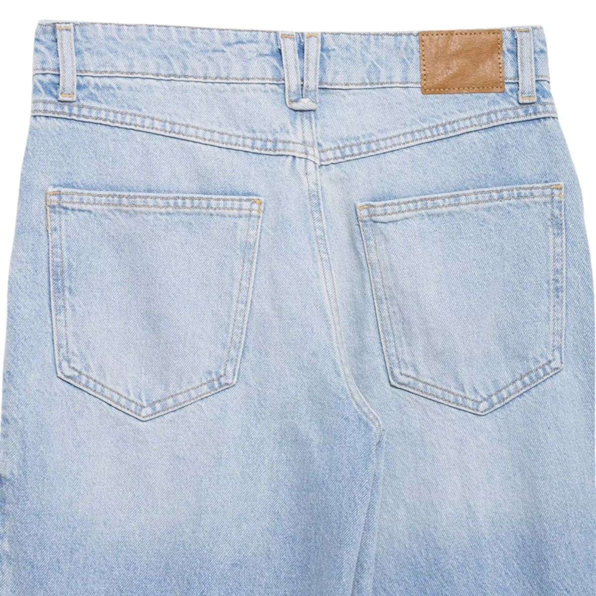 High Waist Contrast Panel Frayed Wide Leg Jeans