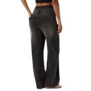 Foldover Waist Relaxed Straight Leg Jeans with Pockets