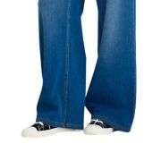 High Waist Vintage Knit Denim Wide Leg Casual Jeans with Pockets