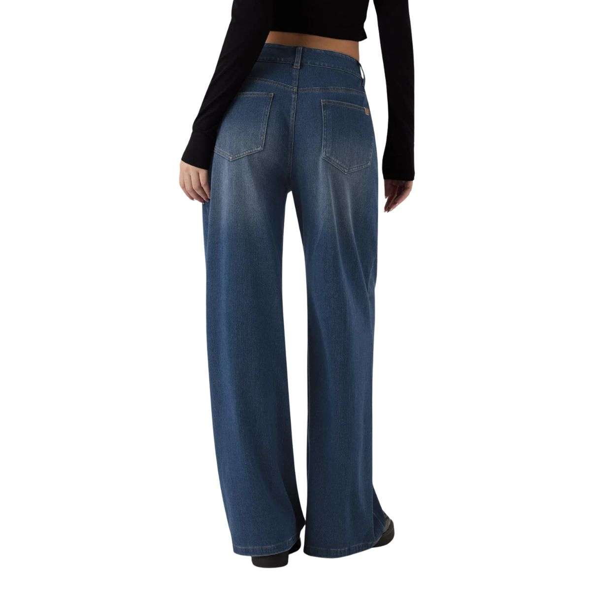 Mid Rise Wide Leg Casual Jeans