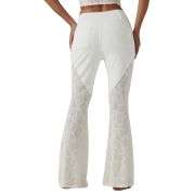 High Waisted Crossover Contrast Lace Flare Jeans