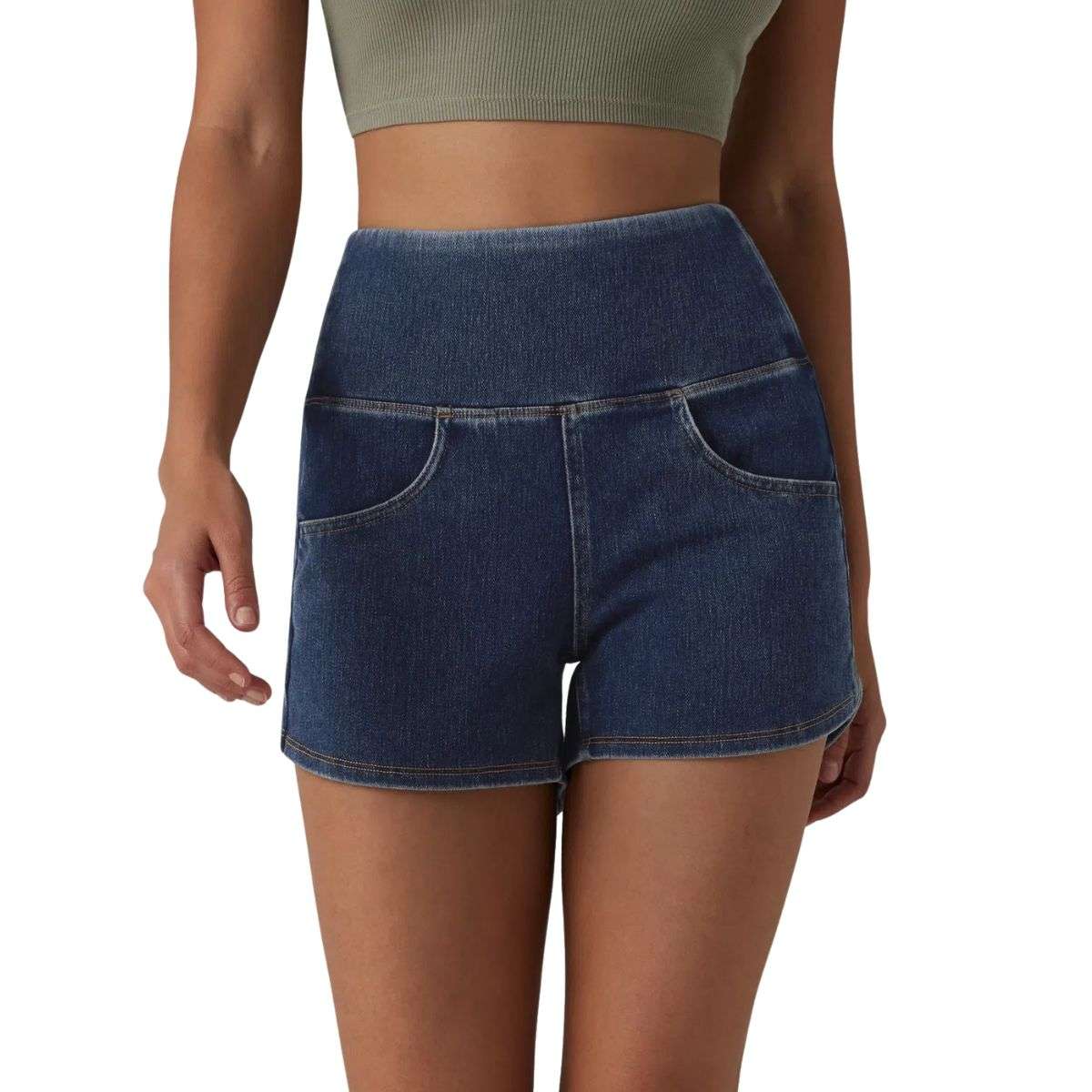 High Waisted Tummy Control Denim Shorts