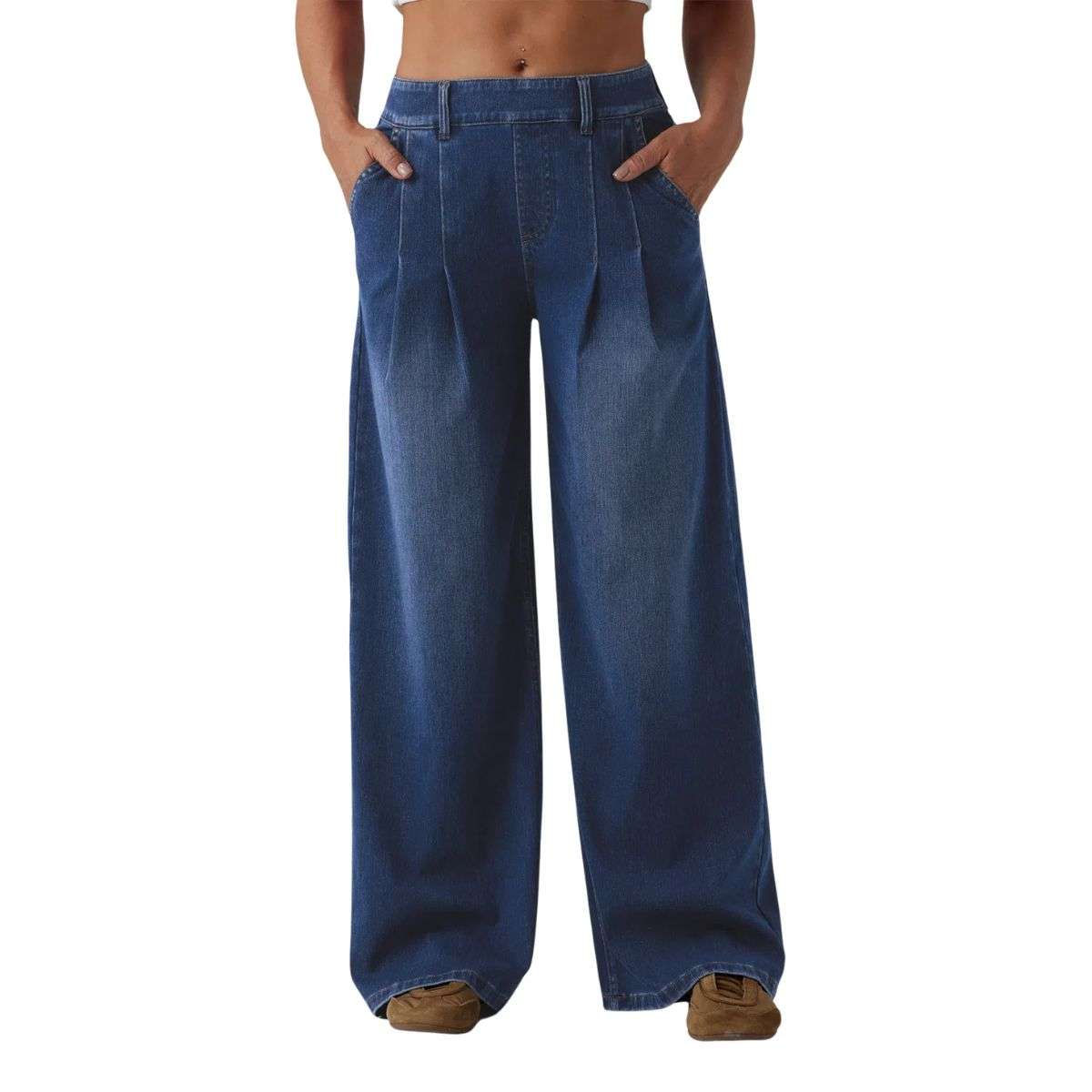 Mid Rise Wide Leg Casual Jeans